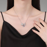 Moissanite Round Cut Bowknot 925 Sterling Silver Necklace