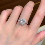 Stylish Halo Oval Cut 2.0ct Engagement Ring In Sterling Silver