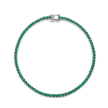 Round Cut Simulated Diamonds and Colored Gemstone Tennis Bracelet in Sterling Silver