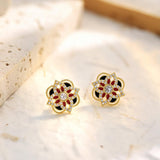 Silver Four Leaf Clover Stud Earrings - Solarii Jewelry