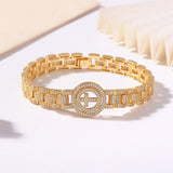 Flashy round cut moissanite bracelet, rhodium plated, 925 sterling silver