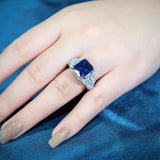 Dazzling 6.0ct Blue Sapphire Radiant Cut Engagement Ring In Sterling Silver