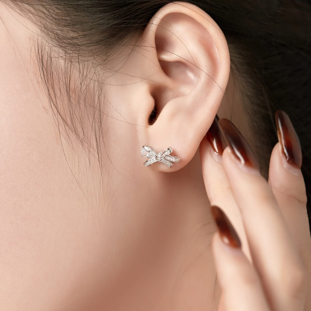 Silver Bow Stud Earrings for a Timeless Look | Solarii Jewelry