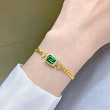 Polished Emerald Cut Bracelet for Emerald Green Women