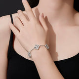 Heavyweight round cut moissanite bracelet, rhodium plated, 925 sterling silver