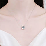 Moissanite Round Cut Flower 925 Sterling Silver Necklace