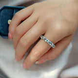 Solarii X Lustrous Oval Cut Aquamarine Blue Wedding Ring In 925 Sterling Silver