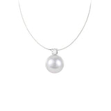 Chic Snake Chain Necklace Single Pearl In Sterling Silver For Woman