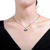 Halloween Moonstone Bat Design Necklace In Sterling Silver