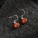 Halloween Pumpkin Design Drop Earrings In Sterling Silver