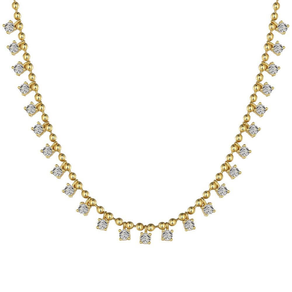 Elegant Beaded Round Cut Necklace in 925 Sterling Silver