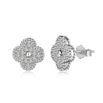 Silver Four Leaf Clover Stud Earrings - Solarii Jewelry

