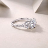 Solarii Sparkle Moissanite 2.0ct Round Cut 925 Sterling Silver Engagement Ring