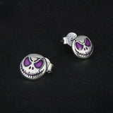 Glow-in-the-Dark Halloween Skull Stud Earrings in Sterling Silver