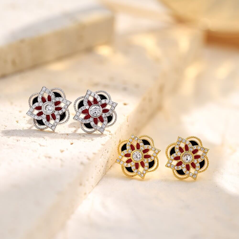 Silver Four Leaf Clover Stud Earrings - Solarii Jewelry