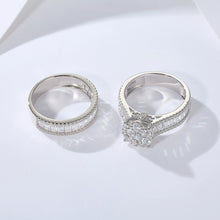 Sculpted Round Cut 2.0ct Pave Ring Sets In Sterling Silver
