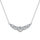 Five Stone Round Cut&Pear Cut CZ Necklace in 925 Sterling Silver