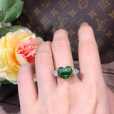 Radiant 5.0ct Heart Cut Emerald Green Engagement Ring