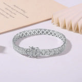 Chic round cut moissanite bracelet, rhodium plated, 925 sterling silver