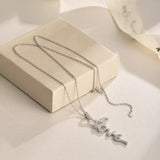 Love Script CZ Necklace in 925 Sterling Silver