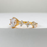 Round Cut White Stone Ring with Yellow Gold Plating - 925 Sterling Silver