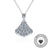 Moissanite Round Cut Fan 925 Sterling Silver Necklace
