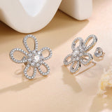 Moissanite 925 Sterling Silver Floral Round Cut Stud Earrings