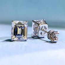 Timeless Emerald Cut Women's Stud Earrings In Sterling Silver