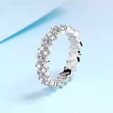 Solarii Moissanite 3.08ct Round Cut&Emerald Cut Full Eternity Ring 925 Sterling Silver Wedding Band