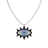 Black and Blue Evil Eye Sterling Silver Necklace