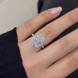 Solarii Radiant Cut 5.0ct Halo Engagement Ring In Sterling Silver