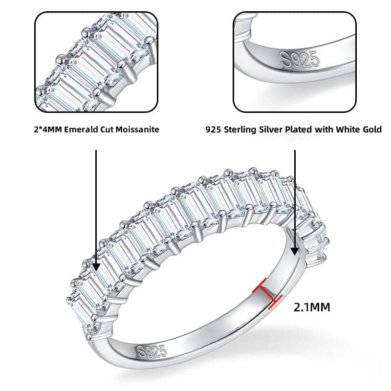 Solarii Moissanite 5.8ct Round Cut Full Eternity Ring 925 Sterling Silver Wedding Band