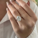 Solarii Moissanite 4.5ct Oval Cut White Gold Plating 925 Sterling Silver Engagement Ring