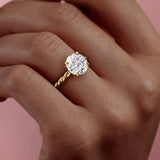 Shapely Solarii Moissanite 2.0ct Round Cut 925 Sterling Silver Twist Design Engagement Ring