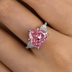 Charming Heart Cut Pink Stone Sterling Silver Engagement Ring