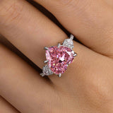 Charming Heart Cut Pink Stone Sterling Silver Engagement Ring