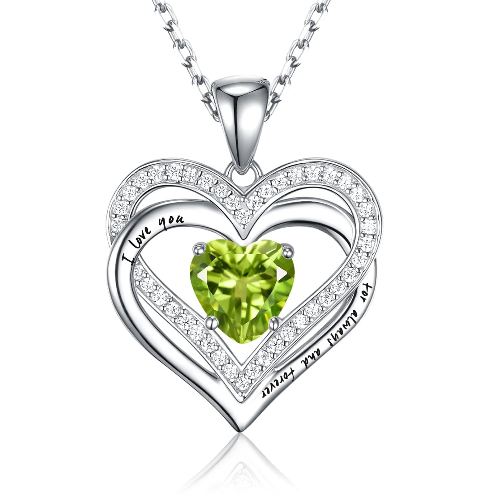 Solarii Moissanite Birthstone 1.0ct Heart Cut 925 Sterling Silver Necklace