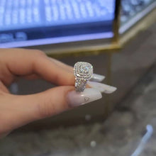 Luxurious Triple Halo Pave Cluster Ring In Sterling Silver