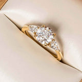 Solarii Moissanite 1.0ct Round Cut Sterling Silver Three Stone Engagement Ring