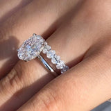 Elegant Halo Oval Cut Wedding Set In Sterling Silver