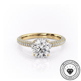 Gossamer Solarii Moissanite 2.0ct Round Cut 925 Sterling Silver Pave Engagement Ring