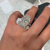 Breathtaking Oval Cut 20.0ct Bridal Ring Set In Sterling Silver