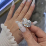 Iced Out Floral Cluster Ring • Multi-Row Sterling Silver Flower Ring