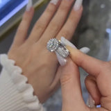 Iced Out Floral Cluster Ring • Multi-Row Sterling Silver Flower Ring