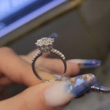 Exquisite Snowflake Cluster Round Cut Engagement Ring for Women In Sterling Silver