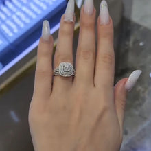 Luxurious Triple Halo Pave Cluster Ring In Sterling Silver