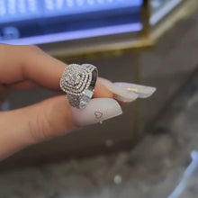 Luxurious Triple Halo Pave Cluster Ring In Sterling Silver