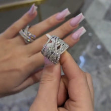 Elegant Criss Cross Pave Round Cut Wide Band Wedding Ring