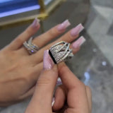 Elegant Criss Cross Pave Round Cut Wide Band Wedding Ring