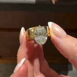 Massive 5.0ct Oval Cut matched Interlocking puzzle Ring Set In 925 Sterling Silver